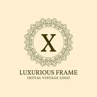 letter X luxurious frame initial vintage vector logo design element