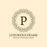 letter P luxurious frame initial vintage vector logo design element