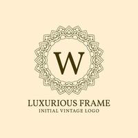 letter W luxurious frame initial vintage vector logo design element