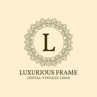 letter L luxurious frame initial vintage vector logo design element