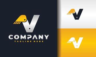 letter V excavator logo vector