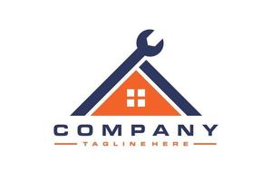 house roof wrench logo vector