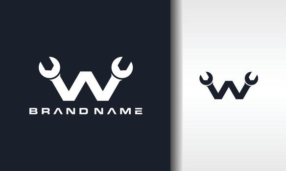 letter W wrench logo vector