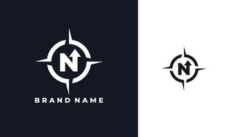 letter N north compass logo vector