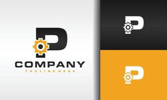 letter P gear logo vector