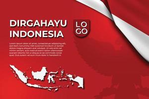 plantilla de fondo rojo del día de la independencia de indonesia con adornos mapa, bandera y garuda de indonesia vector