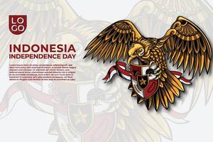 Indonesia Independence Day simple template with Garuda art Modern style vector