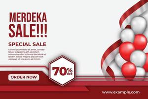 Merdeka Sale Social Media Post Red Modern template Realistic Special Independence day flyer brochure vector