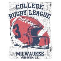 College rugby team badge in retro style.Can be used for t-shirt print, mug print, pillows, fashion print design, kids wear, baby shower, greeting and postcard. t-shirt design vector