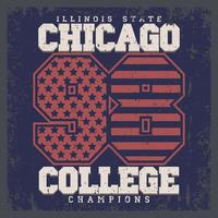 Chicago Typography Graphics, T-shirt Printing Design, Illinois original wear, Vintage Print for sportswear apparel. Vector