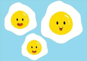 fried egg illustrations for children are equipped with various types of expressions vector