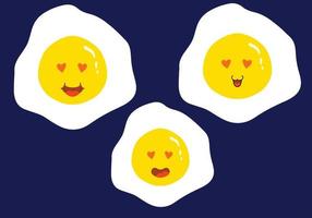 fried egg illustrations for children are equipped with various types of expressions vector