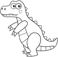 lindo dinosaurio de dibujos animados para colorear png