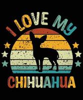 gracioso chihuahua vintage retro puesta de sol silueta regalos amante de los perros dueño del perro camiseta esencial vector