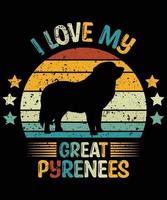 Funny Great Pyrenees Vintage Retro Sunset Silhouette Gifts Dog Lover Dog Owner Essential T-Shirt vector