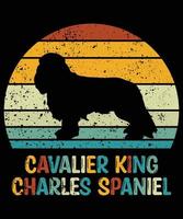 Funny Cavalier King Charles Spaniel Vintage Retro Sunset Silhouette Gifts Dog Lover Dog Owner Essential T-Shirt vector