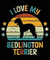 Funny Bedlington Terrier Vintage Retro Sunset Silhouette Gifts Dog Lover Dog Owner Essential T-Shirt vector