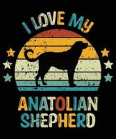 divertido pastor de anatolia vintage retro puesta de sol silueta regalos amante de los perros dueño del perro camiseta esencial vector