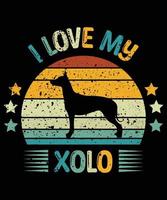 Funny Xolo Vintage Retro Sunset Silhouette Gifts Dog Lover Dog Owner Essential T-Shirt vector