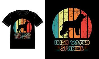 Funny Irish Water Spaniel Vintage Retro Sunset Silhouette Gifts Dog Lover Dog Owner Essential T-Shirt vector