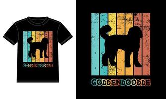 divertido goldendoodle vintage retro puesta de sol silueta regalos amante de los perros dueño del perro camiseta esencial vector