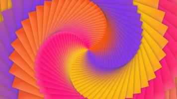 Mikado yellow, blood orange juice, vivid raspberry and bluish purple twirling colored squares animation loop. Spinning seamless color layers background. Twisting action motion multicolor backdrop. video