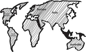 world map with pointing grid background silhouette hand drawn vector illustration.