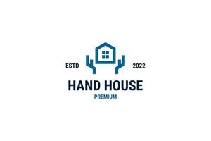 Flat hand house logo design vector template illustration idea