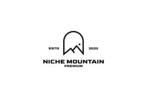 nicho plano puerta montaña logo vector icono ilustración idea