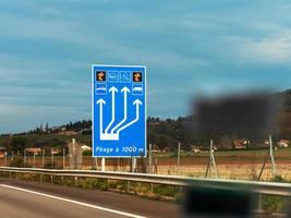 Toll roads in France. Payment at the checkpoint of cars. photo