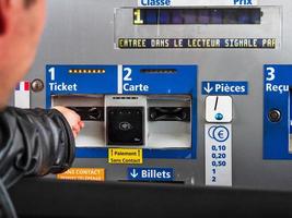 Toll roads in France. Payment at the checkpoint of cars. photo
