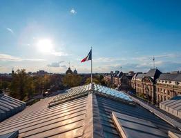 Roofs of the city of Strasbourg. Library building. St Paul's Cathedral. photo