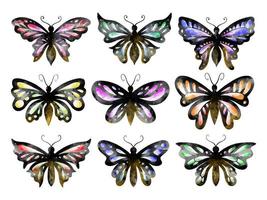 garabato de imágenes prediseñadas de acuarela de mariposa vector