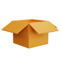 3d rendering open cardboard box empty isolated png