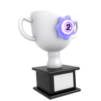 3d icon trophy with silver badge png