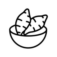 sweet potato in bowl icon vector outline illustration