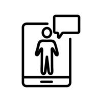 listen to seminar thoughts on phone icon vector outline illustration