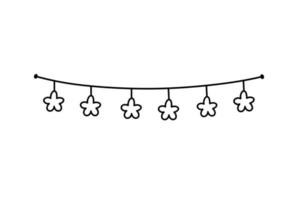 Cute bunting with stars isolated on white background. Festive garland. Vector hand-drawn illustration in doodle style. Perfect for holiday designs, cards, decorations, logo.