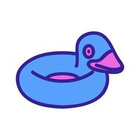 ilustración de contorno de vector de icono de pato inflable de anillo de natación