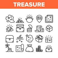 Treasure Pirate Gold Collection Icons Set Vector