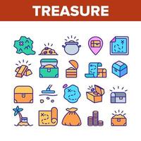 Treasure Pirate Gold Collection Icons Set Vector