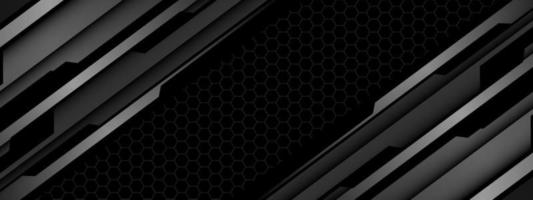 Abstract grey metal black cyber futuristic technology geometric on hexagon mesh design modern background vector