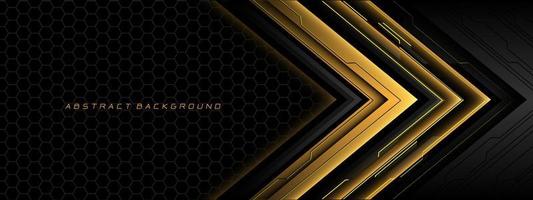 Abstract yellow grey metal black cyber circuit futuristic technology geometric on hexagon mesh design modern background vector