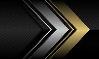 Abstract gold silver arrow direction geometric overlap on black metallic circle mesh design modern luxury futuristic technology background vector