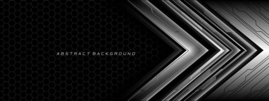 Abstract silver grey metal black cyber circuit futuristic technology geometric on hexagon mesh design modern background vector