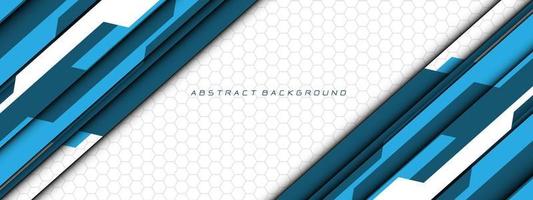 Abstract blue white cyber circuit futuristic technology geometric on grey hexagon mesh design modern background vector