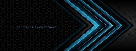 Abstract blue grey metal black cyber circuit futuristic technology geometric on hexagon mesh design modern background vector