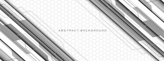 Abstract white grey cyber circuit futuristic technology geometric on hexagon mesh design modern background vector