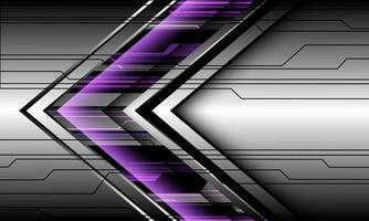 Abstract purple silver metal black cyber arrow direction futuristic technology geometric design modern background vector