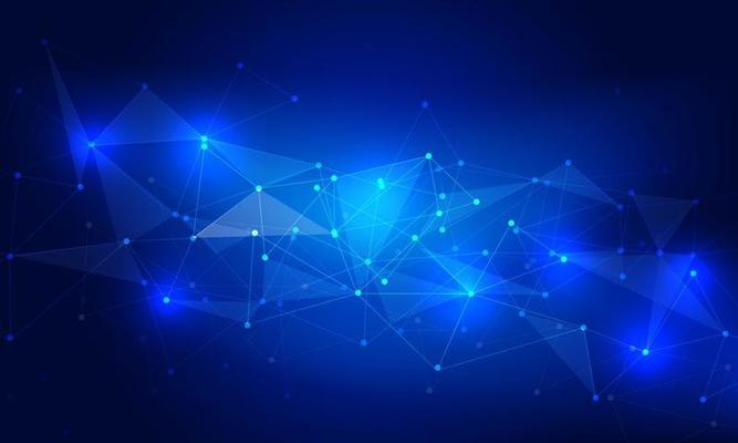 Abstract technology connect blue polygon triangle lines dots geometric background vector